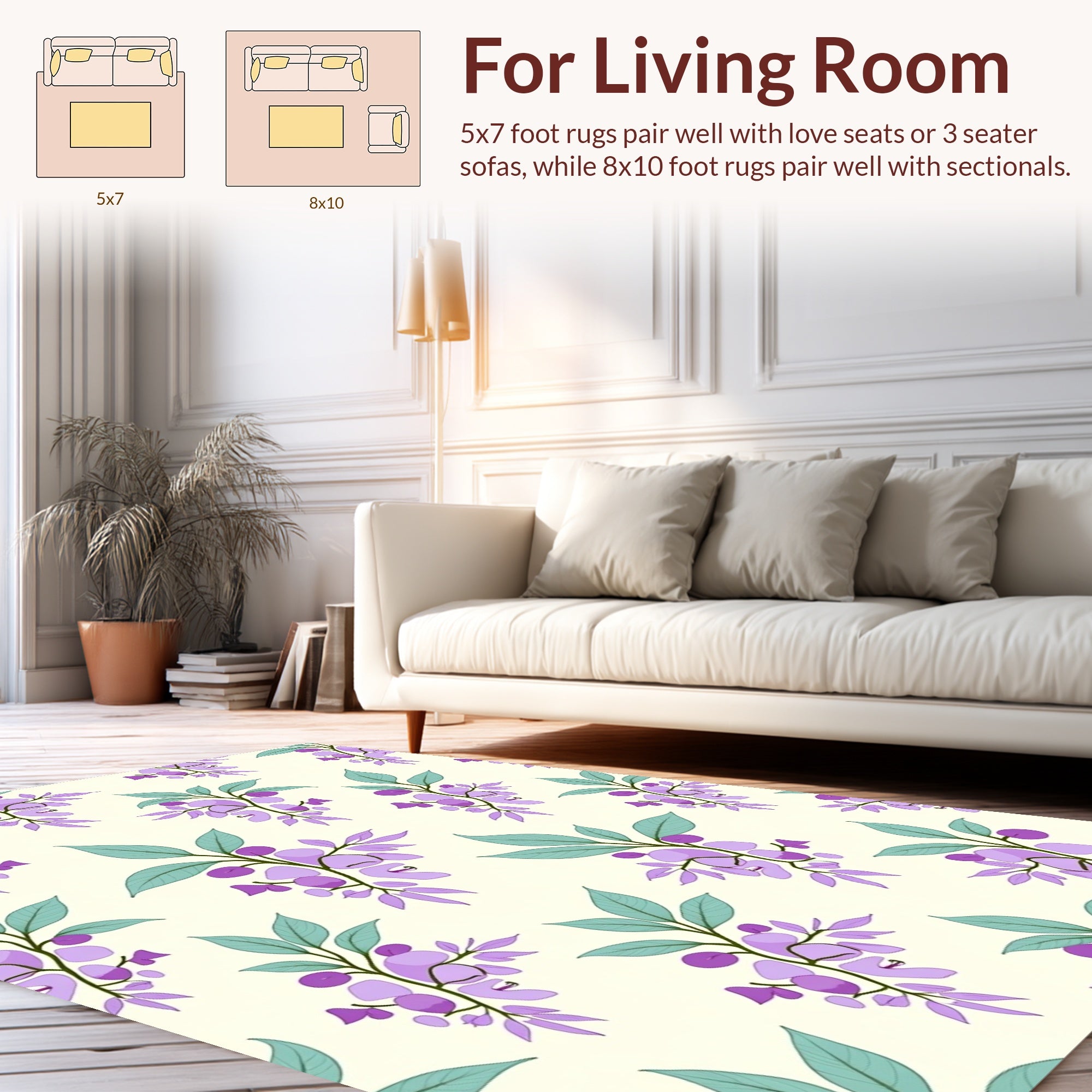 Purple Flower Vine Pattern Rug