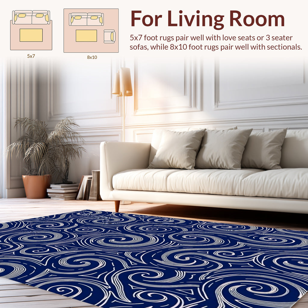 Ocean Swirls Abstract Contour Rug