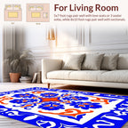 Bold Blue Orange Floral Medallion Rug