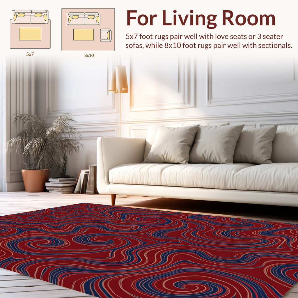 Abstract Swirls Red Pattern Design Rug