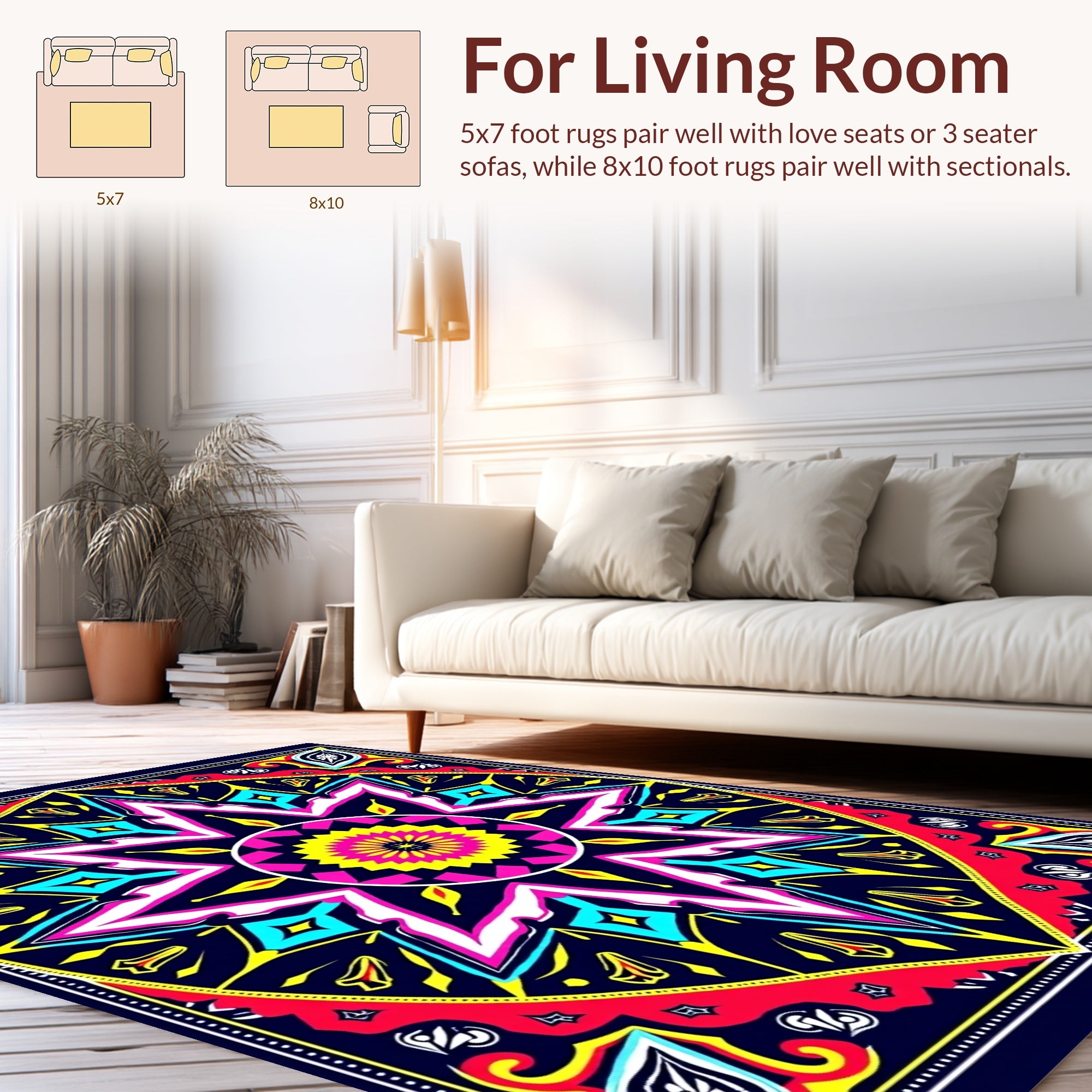 Vibrant Starburst With Geometric Accents Rug
