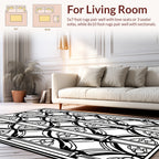 Striking Black White Floral Motif Rug