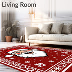 Festive Red Santa Claus Snowflake Border Rug