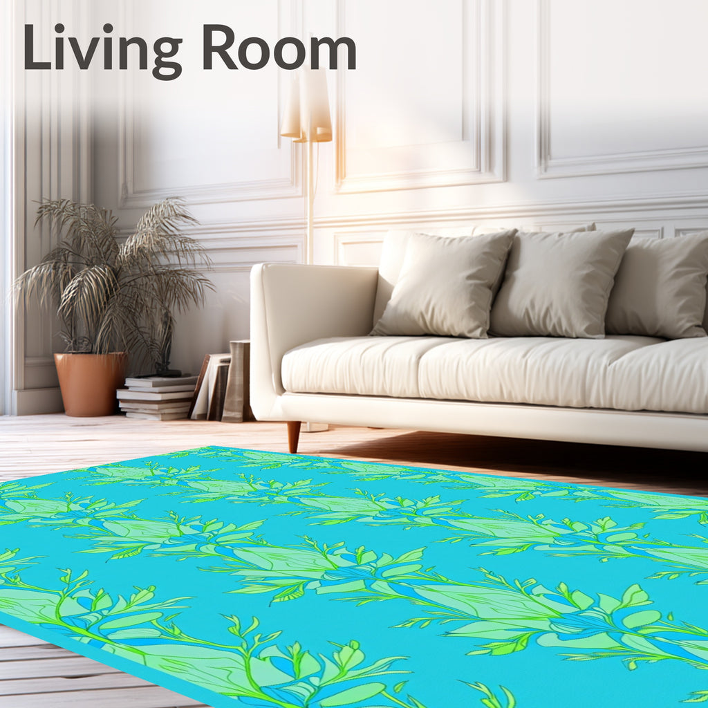 Art Nouveau Floral Bluegreen Pattern Rug