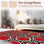 Bold Red Rose Patterned Design Rug