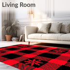 Crimson Snowflake Buffalo Check Rug