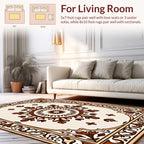 Ornate Brown Floral Medallion Rug