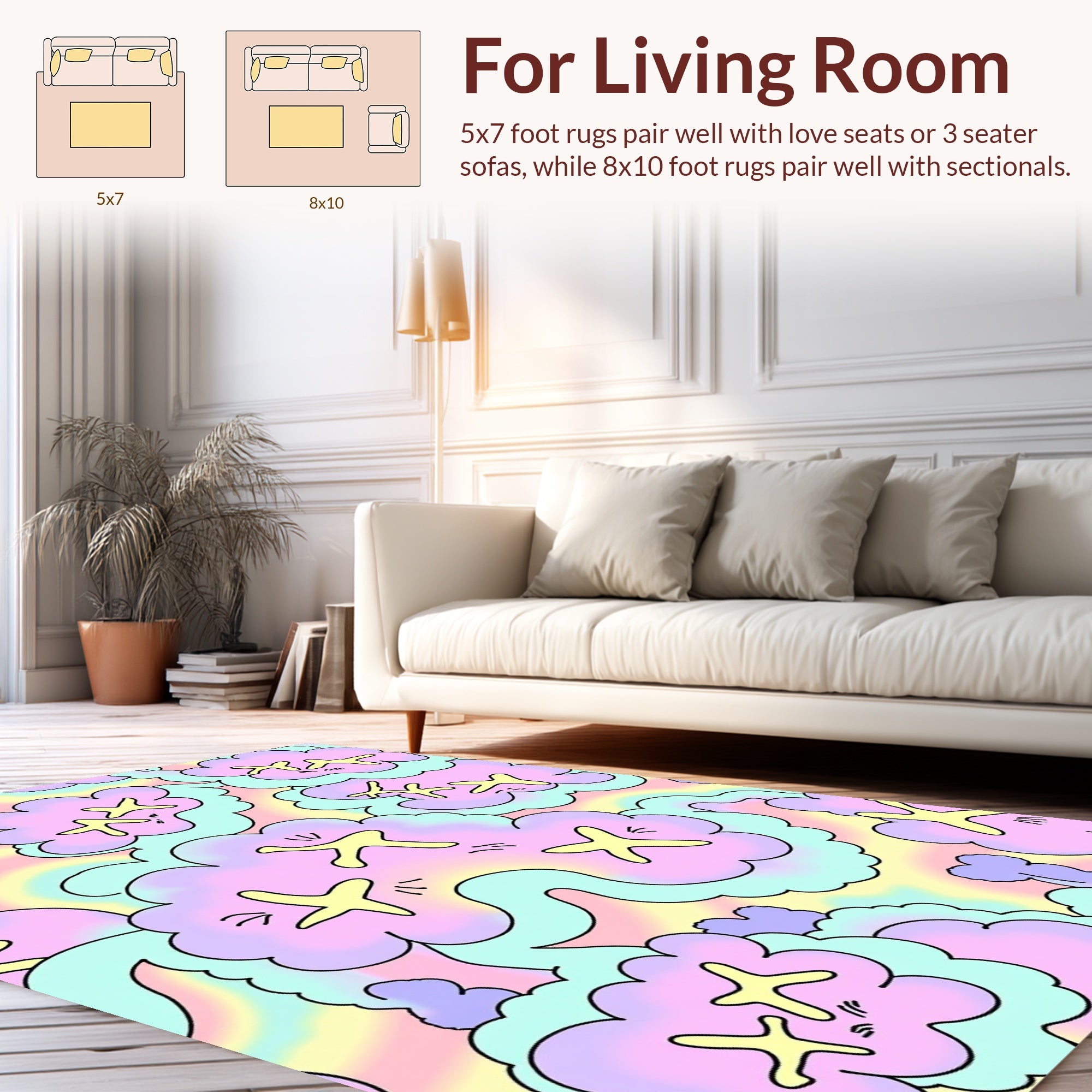 Pastel Cloud Star Pattern Rug