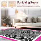 Bold Black White Wavy Stripes Rug