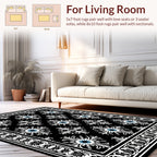 Classic Black White Floral Medallion Rug