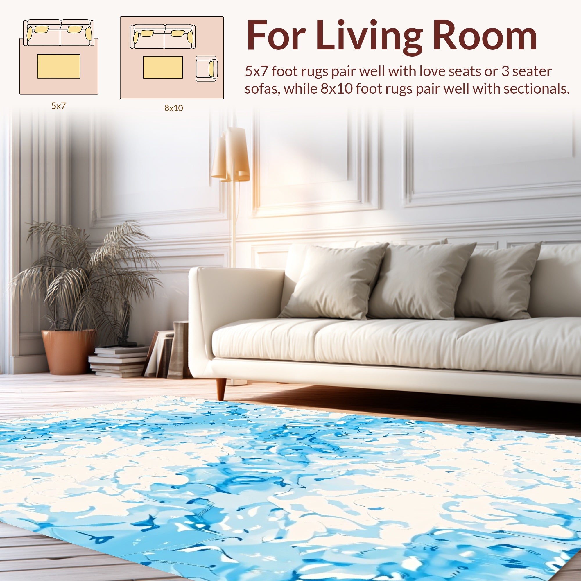 Abstract Blue Swirl Watercolor Pattern Rug