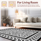 Abstract Leaves Geometric Border Design Rug