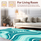 Cool Aqua Wavy Lines Pattern Rug