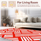 Bold Red 2 White Geometric Stripes Rug