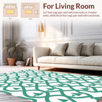 Teal Geometric Interlocking Triangle Pattern Rug