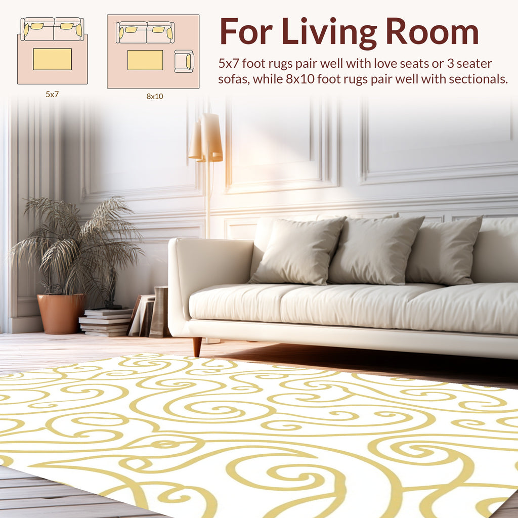 Golden Swirl Contemporary Pattern Rug