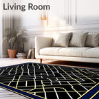 Black Geometric Lattice Line Art Rug