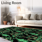 Emerald Green Botanical Damask Rug