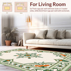 Ornate Green Floral Scrollwork Rug
