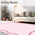 Whimsical Pink Ribbon Decorative Frame Rug