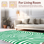 Green Wavy Stripe Abstract Pattern Rug