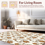 Ornate Brown Floral Damask Pattern Rug