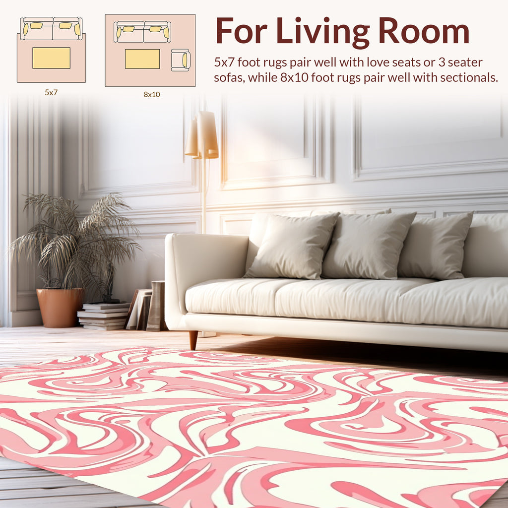 Abstract Pink Swirl Pattern Rug