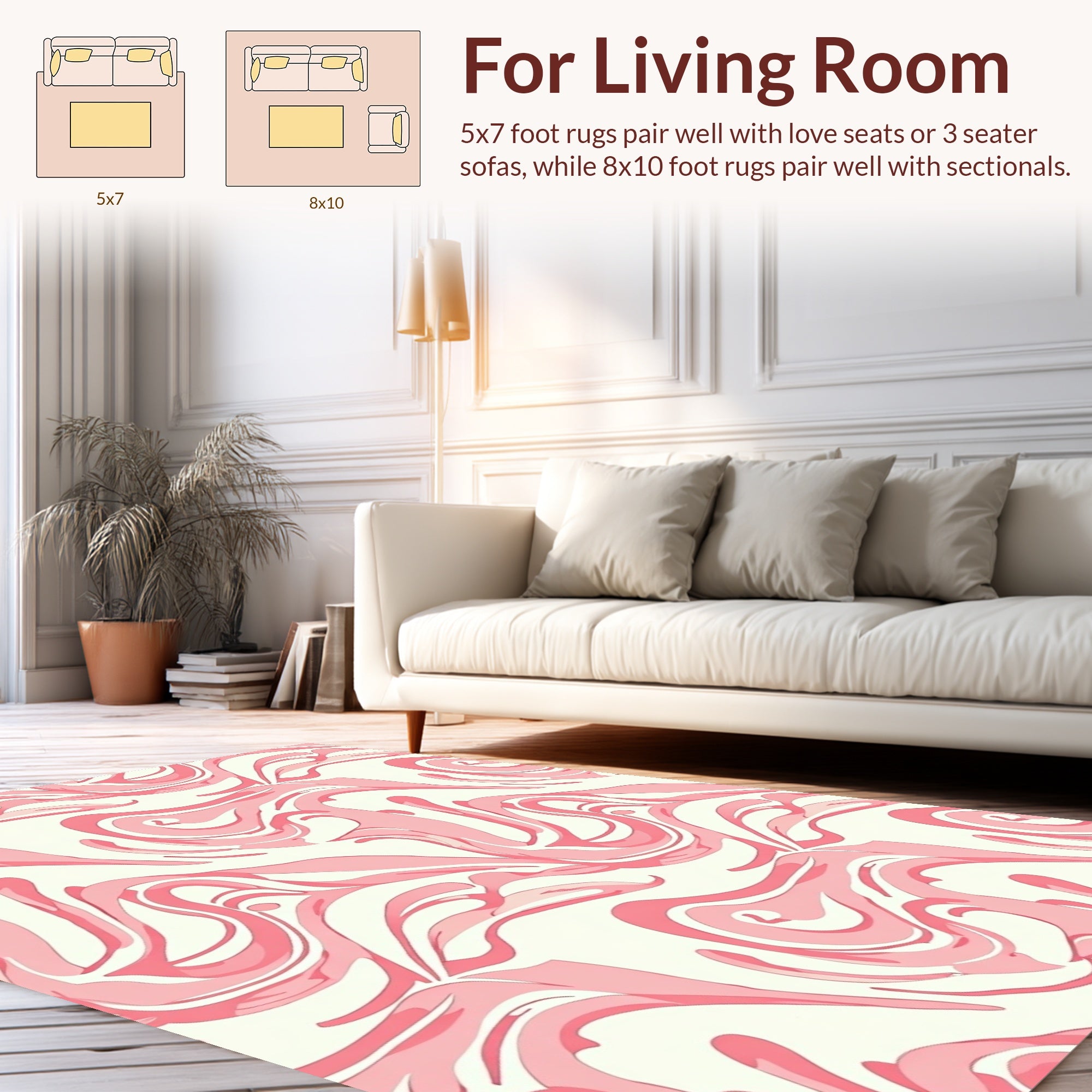 Abstract Pink Swirl Pattern Rug