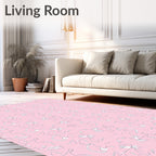 Playful Pink Line Art Animals Rug