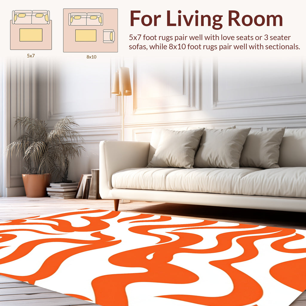 Dynamic Orange Swirl Pattern Rug