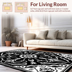 Bold Black and White Floral Mandala Rug