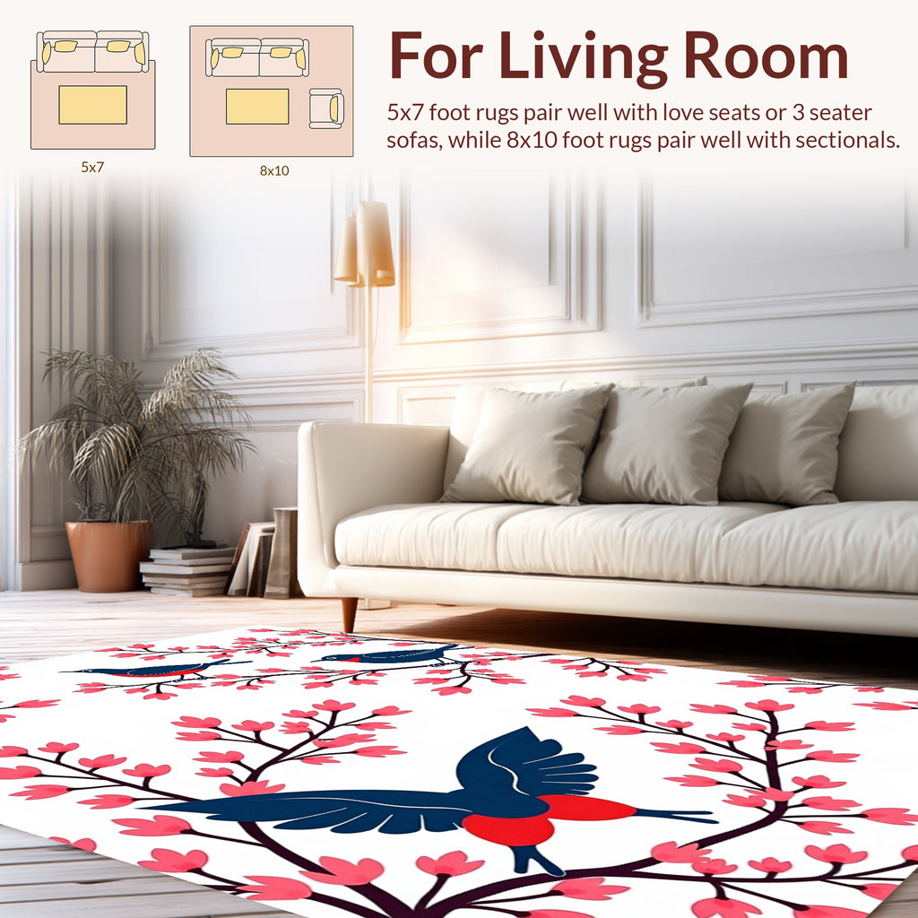 Charming Birds Blossom Design Rug