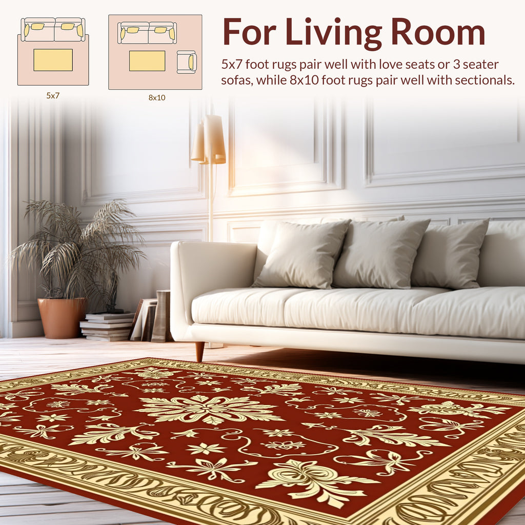 Ornate Floral Scrollwork Pattern Rug