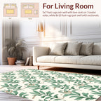 Earthy Green Leaf Pattern Rug