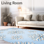Blue White Snowflake Repeat Rug