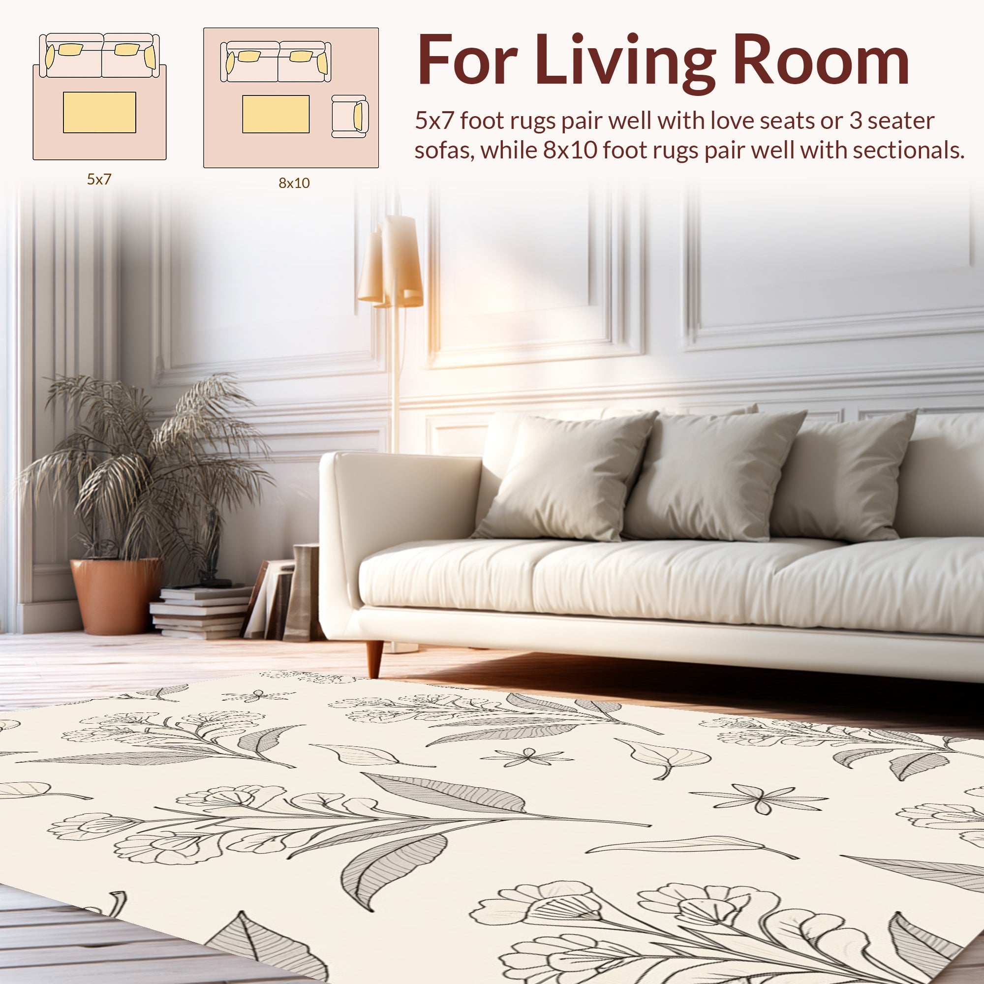 Botanical Floral Line Art Rug