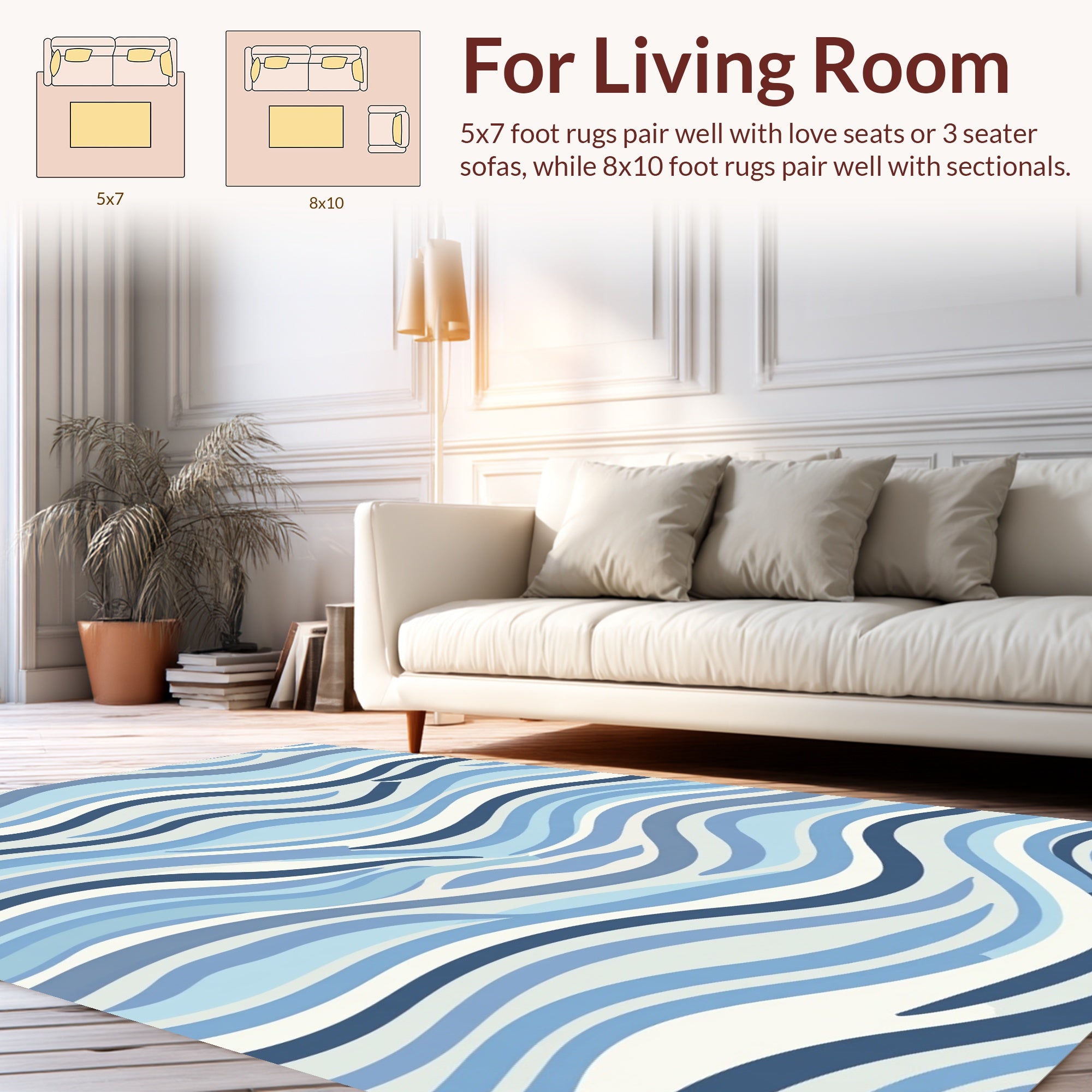 Abstract Water Wave Stripes Rug