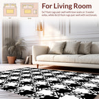 Abstract Black White Geometric Pattern Rug
