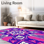 Vibrant Purple Pink Floral Mandala Rug