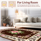 Elegant Floral Bouquet Scroll Border Rug