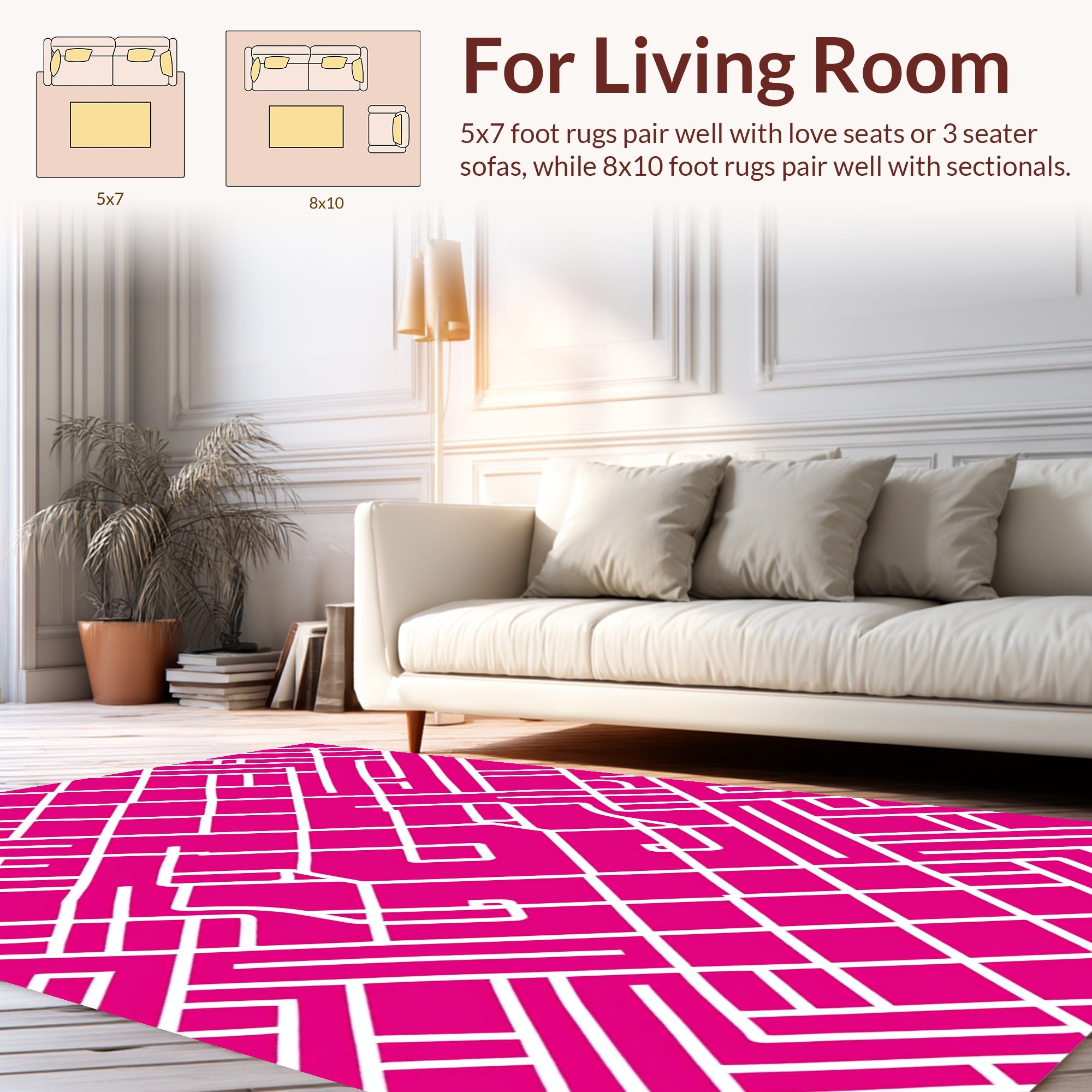 Linear Geometric Pattern with White Lines Rug