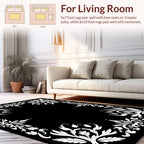 White Floral Scrollwork Border Design Rug