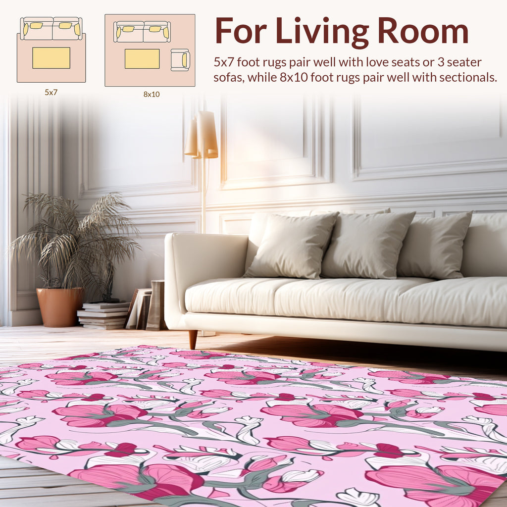Pink Botanical Vine Repeat Pattern Rug