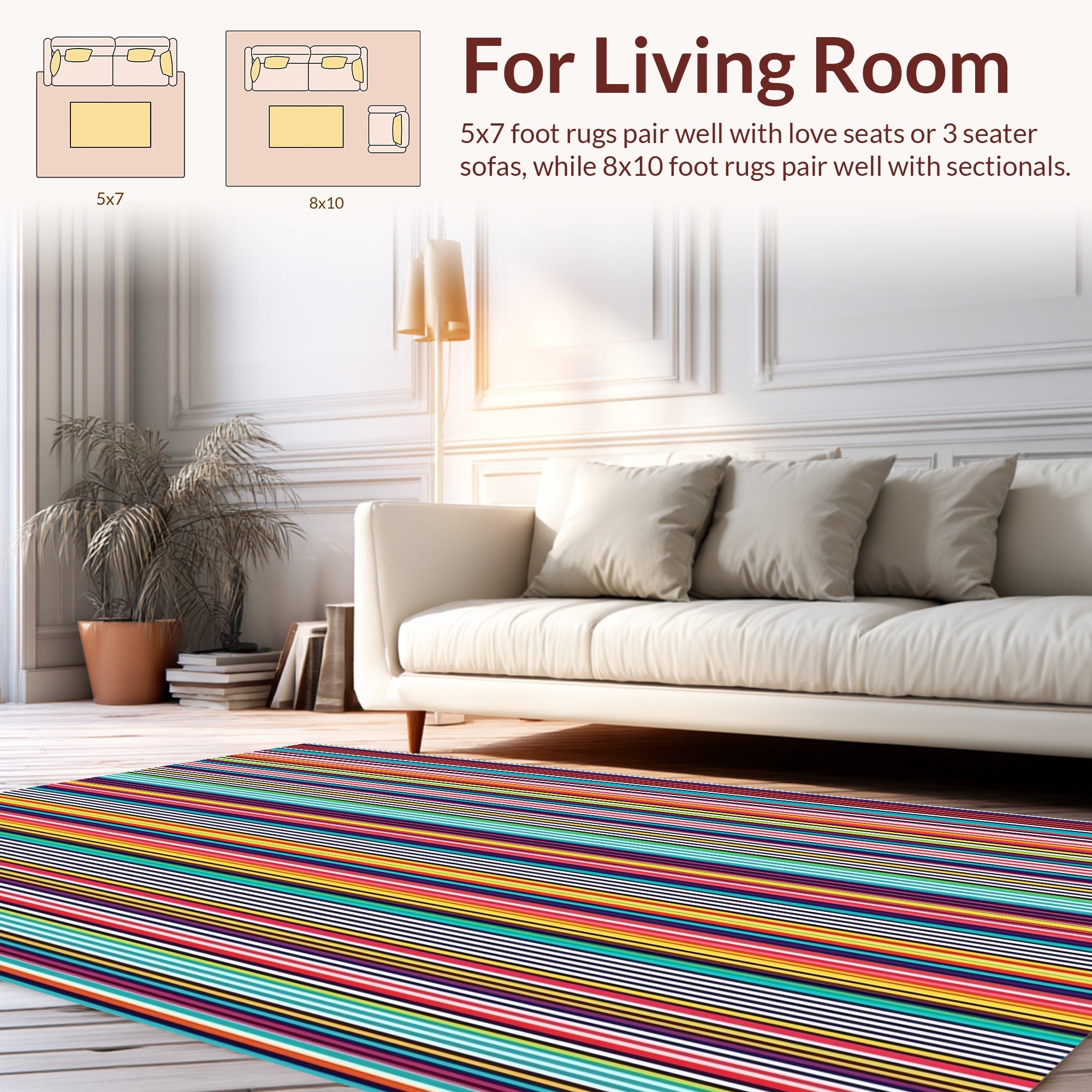 Vibrant Multi-Stripe Vertical Pattern Rug