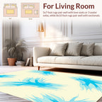 Cool Blue Abstract Brushstroke Design Rug