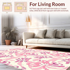 Whimsical Pink Floral Abstract Design Rug
