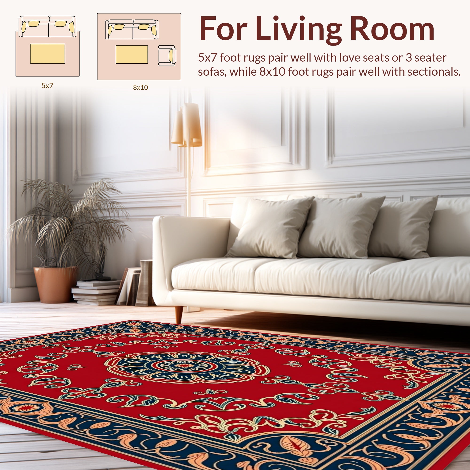 Red Floral Intricate Pattern Rug