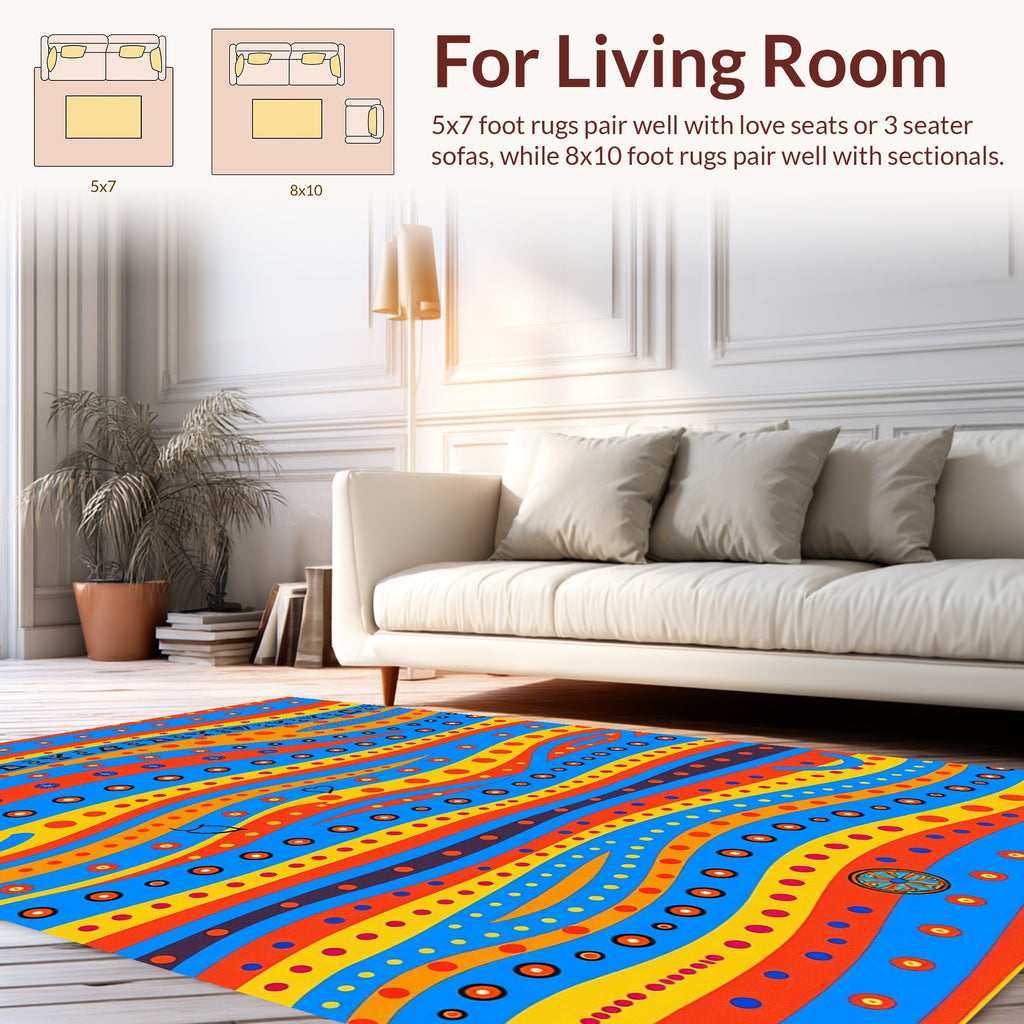 Vibrant Striped Circle Pattern Rug