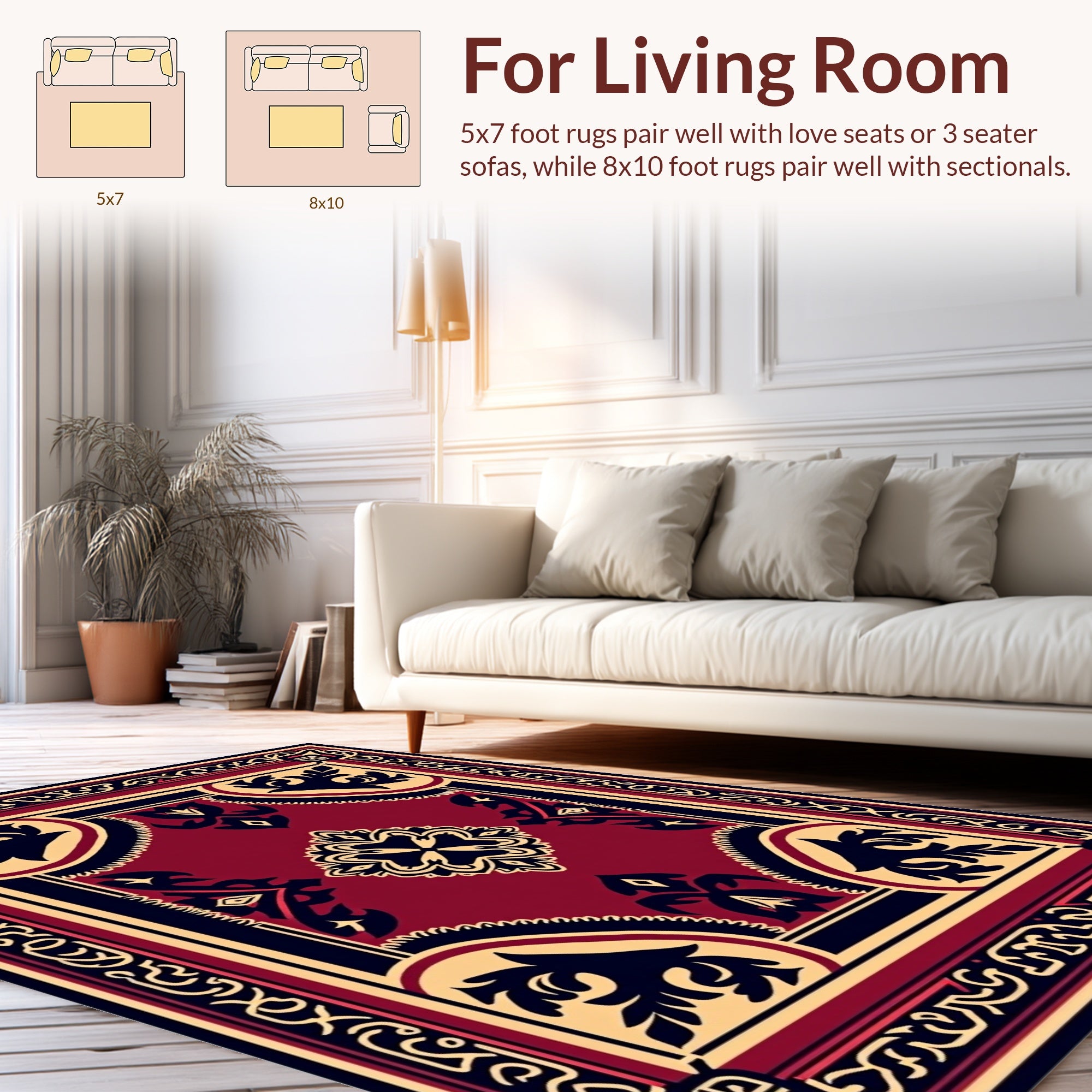 Intricate Floral Motif Red Gold Rug