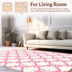 Pink Cream Ornate Lattice Pattern Rug